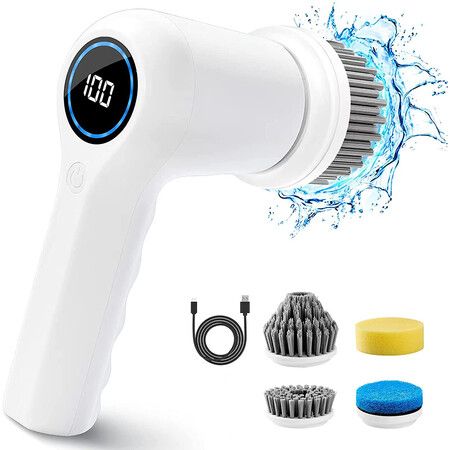 Super Electric Spin Scrubber, Rechargeable Bathroom Scrubber and Cordless Shower Scrubber