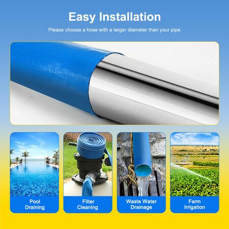 2inch Lay Flat Hose Water Discharge Drain Backwash Transfer Pipe PVC  Irrigation Pump Oulet Weatherproof Burstproof