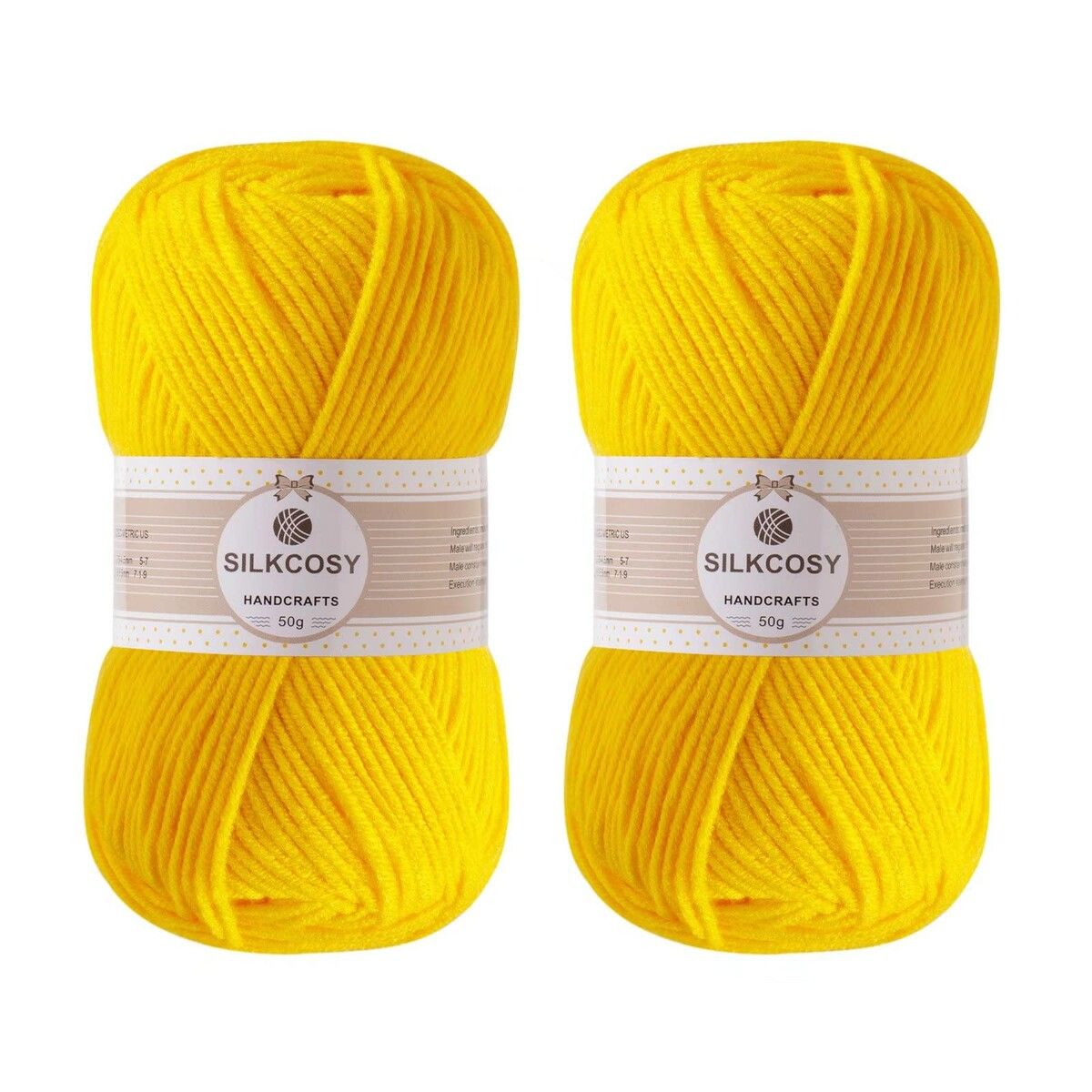 Crochet Yarn,Feels Soft 560 Yards Assorted Colors 4ply Acrylic Yarn,Yarn for Crochet & Hand Knitting (4 Pcs,200g,Yellow)