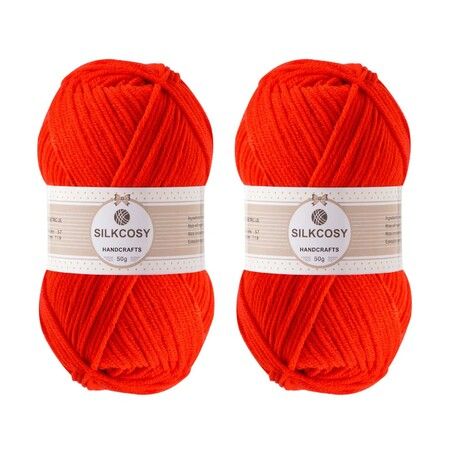 Crochet Yarn,Feels Soft 560 Yards Assorted Colors 4ply Acrylic Yarn,Yarn for Crochet & Hand Knitting (4 Pcs,200g,Bright Red)