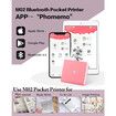 Mini Pocket Printer,Portable Bluetooth Thermal Printer Pocket Printer Compatible with iOS + Android for Organizing Office Documents,Work List Printing,Black and White Picture (Pink)