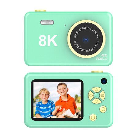 Digital 4800W HD Dual-Camera 2.4' IPS Screen 2.5K UHD Resolution with Puzzle Game Mini Kids Camera for Teens Students-Green