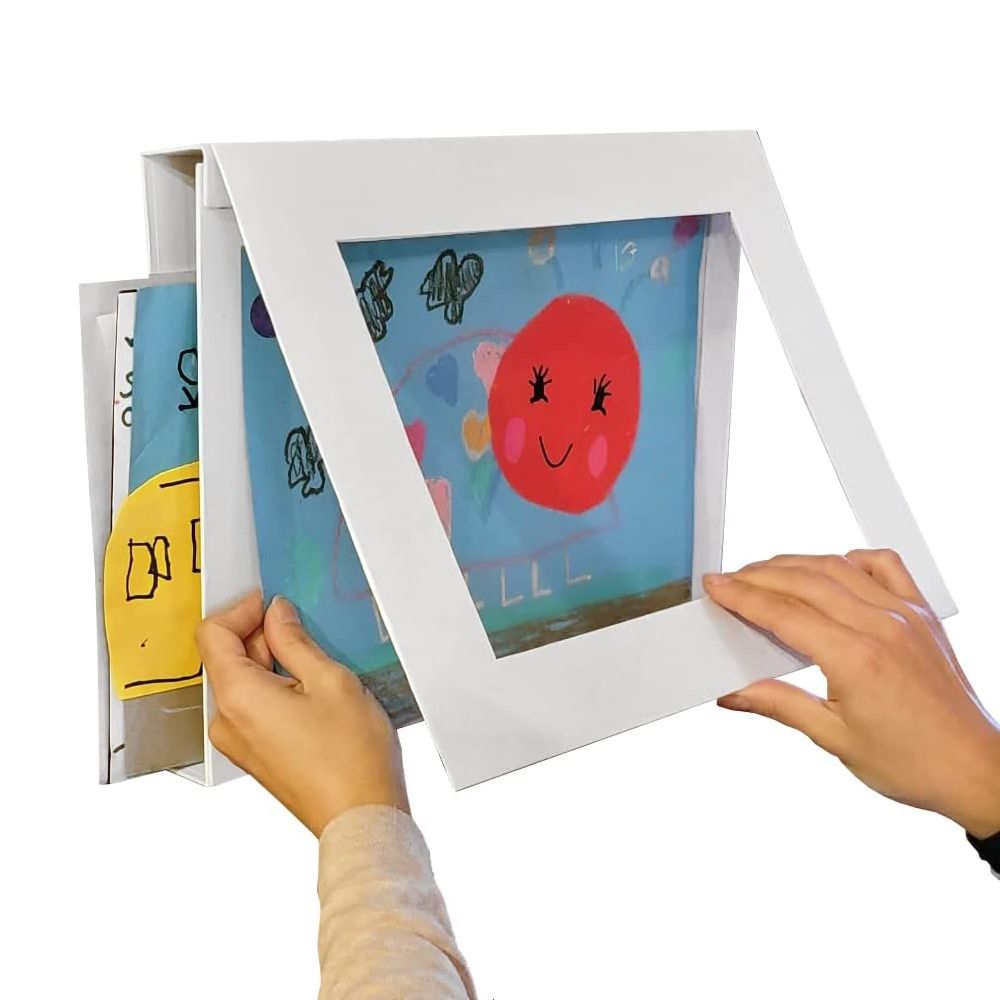 3 in 1 Kids Art Frame Display Store File Front Opening Artwork Storage Wall Art Display(33*24*6 cm)