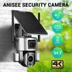 4G LTE Security Camera Home CCTV House WiFi Solar Wireless Outdoor Surveillance System Dual Lens 4K PTZ Batteries