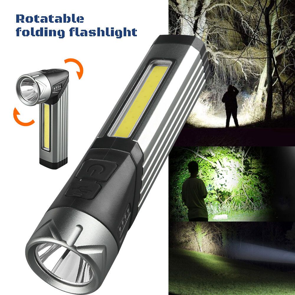 Rechargeable Super Bright LED COB Flashlight Magnetic Work Light Protable Torch