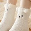 Women Winter Warm Fluffy Socks Home Floor Sleep Kawaii 3D Cute Animal Thick Fleece Fuzzy Sock Fashion Style Color White