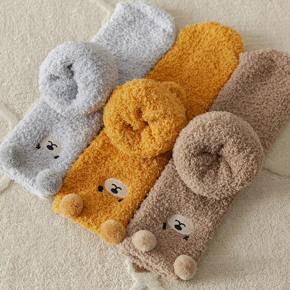 Women Winter Warm Fluffy Socks Home Floor Sleep Kawaii 3D Cute Animal Thick Fleece Fuzzy Sock Fashion Style Color Orange