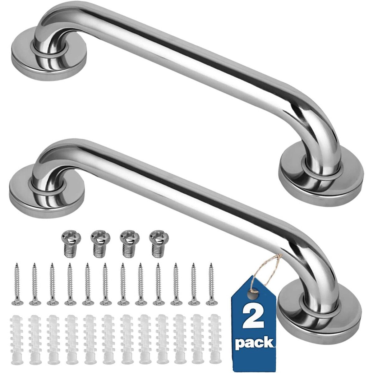 Shower Grab Bar,Stainless Steel Bathroom Grab Bar,Shower Handle,Bath Handle,Grab Bars Senior for Bathroom (12 Inch/2 Pack)