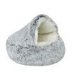 Round Plush Fluffy Hooded Cat Bed Cave, Cozy for Indoor Cats or Small Dog beds, Soothing Calm Anti-nxiety Bed Waterproof Bottom Washable (50cm, Grey)