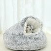 Round Plush Fluffy Hooded Cat Bed Cave, Cozy for Indoor Cats or Small Dog beds, Soothing Calm Anti-nxiety Bed Waterproof Bottom Washable (50cm, Grey)