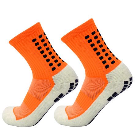 New 2023 Professional Anti Slip Men Football Socks Riding Cycling Sport Socks Nylon Breathable Running Socks Color Orange