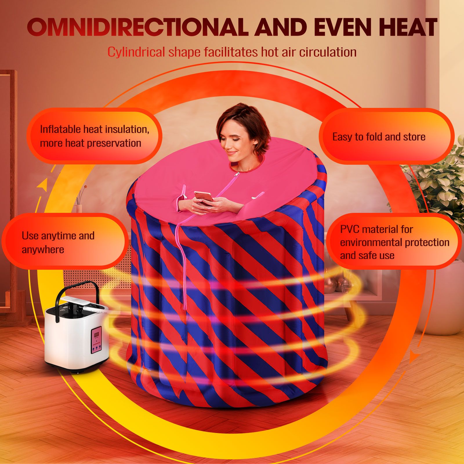 Portable Steam Sauna Home Spa Inflatable Full Body Steamer Bath Tent Personal Private Detox Therapy 1000W 9 Temperatures