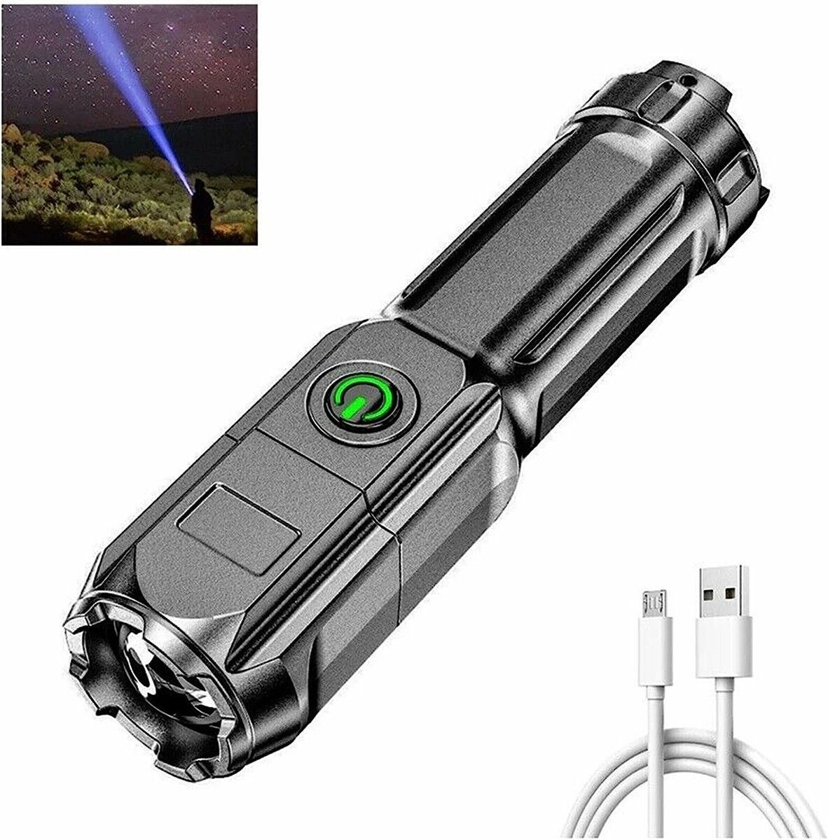 Camping Gear for Kids USB Flashlight, Rechargeable Pattern Outdoor Camping Flashlight Flashlight