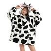 Wearable Blanket Hoodie for Kids Girls Boy 4-12YR Cute Animal Oversized Cold-proof clothing Super Soft Comfortable Warm Flannel with Pockets Cow