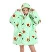 Wearable Blanket Hoodie for Kids Girls Boy 4-12YR Cute Animal Oversized Cold-proof clothing Super Soft Comfortable Warm Flannel with Pockets Avocado