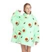 Wearable Blanket Hoodie for Kids Girls Boy 4-12YR Cute Animal Oversized Cold-proof clothing Super Soft Comfortable Warm Flannel with Pockets Avocado