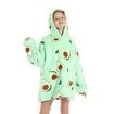 Wearable Blanket Hoodie for Kids Girls Boy 4-12YR Cute Animal Oversized Cold-proof clothing Super Soft Comfortable Warm Flannel with Pockets Avocado