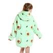 Wearable Blanket Hoodie for Kids Girls Boy 4-12YR Cute Animal Oversized Cold-proof clothing Super Soft Comfortable Warm Flannel with Pockets Avocado