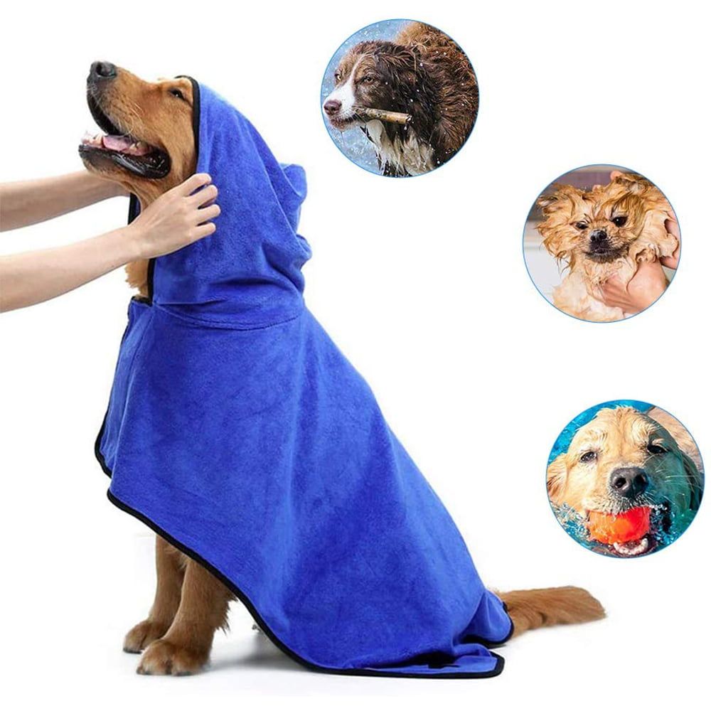 Dog Bathrobe Towel Microfiber Pet Drying Moisture Absorbing Towels Coat