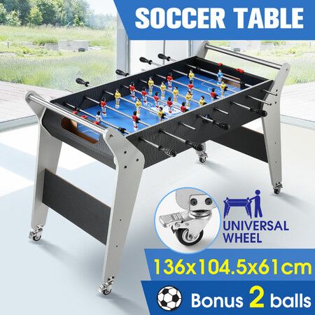 Foosball Soccer Table Gaming Desk Competition Football Game Balls Tabletop Indoor Sports Kids Toys Family Entertainment Home Party Wheels 136cm