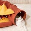 Cat Tunnel for Indoor Cats Tube with Collapsible Washable Cat Bed,Premium Cat Toy for Small Medium Large Cat-Red