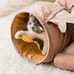 Cat Tunnel for Indoor Cats Tube with Collapsible Washable Cat Bed,Premium Cat Toy for Small Medium Large Cat-Brown