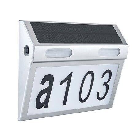 Solar House Number Plaque Light with 200LM Motion Sensor LED Light Address Number for Home Garden, Customized Letter And Number