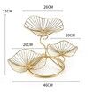 Metal 3-Tier Fruit Basket Holder Decorative Fruit Bowl Stand (Gold)