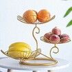 Metal 3-Tier Fruit Basket Holder Decorative Fruit Bowl Stand (Gold)