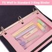 Pencil Pouch for 3 Ring Binder,Binder Pencil Pouch with Clear Window Pencil Bags with Zipper & Reinforced Grommets,Pencil Case for Binder (2 Pack Pink & Grey)