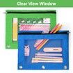 Pencil Pouch for 3 Ring Binder,Binder Pencil Pouch with Clear Window Pencil Bags with Zipper & Reinforced Grommets,Pencil Case for Binder (2 Pack Sky Blue & Green)