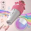 Microphone with Bluetooth Speaker  Flower Carrot Karaoke for Children Gift LED Voice Modulation Pairing with Smartphone Color Pink