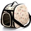 Foldable Pet Dog Carrier Cage Collapsible Travel Kennel Outdoor Shoulder Bag for Puppy Dog Cat (M,Beige)