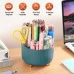 Desk Pencil Pen Holder,5 Slots 360°Degree Rotating Pencil Pen Organizers for Desk,Desktop Storage Stationery Supplies Organizer,Cute Pencil Cup Pot for Office,School,Home,Art Supply (Deep Blue)