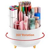 Desk Pencil Pen Holder,5 Slots 360°Degree Rotating Pencil Pen Organizers for Desk,Desktop Storage Stationery Supplies Organizer,Cute Pencil Cup Pot for Office,School,Home,Art Supply (White)