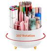 Desk Pencil Pen Holder,5 Slots 360°Degree Rotating Pencil Pen Organizers for Desk,Desktop Storage Stationery Supplies Organizer,Cute Pencil Cup Pot for Office,School,Home,Art Supply (White)