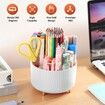 Desk Pencil Pen Holder,5 Slots 360°Degree Rotating Pencil Pen Organizers for Desk,Desktop Storage Stationery Supplies Organizer,Cute Pencil Cup Pot for Office,School,Home,Art Supply (White)