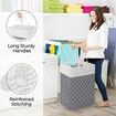 Laundry Basket Hamper Large Collapsible Laundry Hamper with Easy Carry Handles,Freestanding Clothes Hampers for Laundry,Bedroom,Dorm,Clothes,Towels,Toys (75L,Clover Grey)