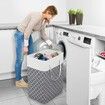 Laundry Basket Hamper Large Collapsible Laundry Hamper with Easy Carry Handles,Freestanding Clothes Hampers for Laundry,Bedroom,Dorm,Clothes,Towels,Toys (75L,Clover Grey)