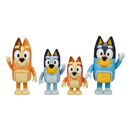 Bluey & Family 4 Pack of Figures, Including Bluey, Bingo, Mum & Dad