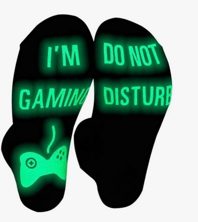 Three Pairs Gaming Socks, Do Not Disturb I'm Gaming ,Gaming Socks for Teen Boys Gamer with Glowing, Novelty Socks for Men Women Luminous