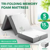 Folding Mattress Single Trifold Memory Foam Sofa Bed Portable Sleeping Floor Mat Camping Travel Cushion Extra Thick Bamboo Cover