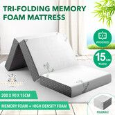 Folding Mattress Foam Trifold Sofa Bed Floor Portable Sleeping Mat Camp Guest Cushion Extra Thick Washable Bamboo Cover