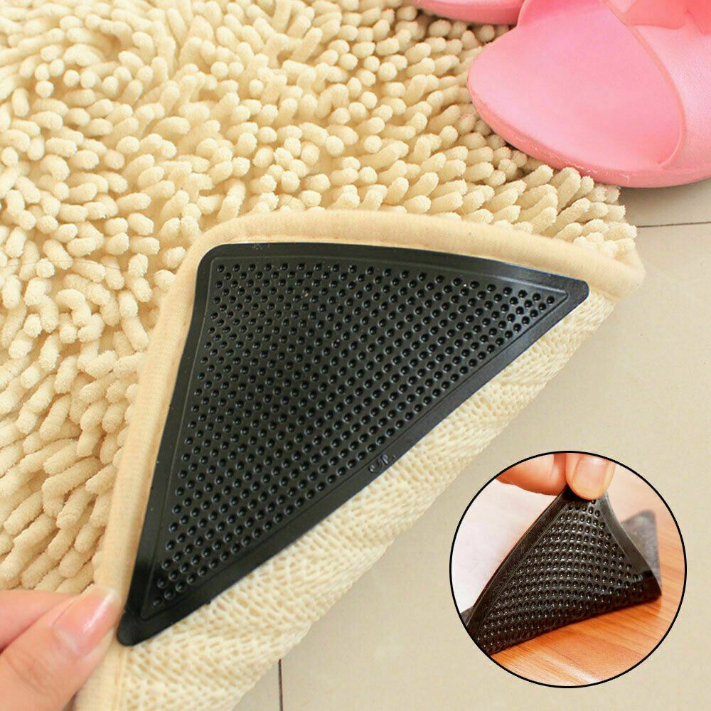 Rug Gripper 8 Pcs, Larger Non Slip Rug Pads Anti Curling Double Sided Rug Grippers Grip Reusable Rug Stopper