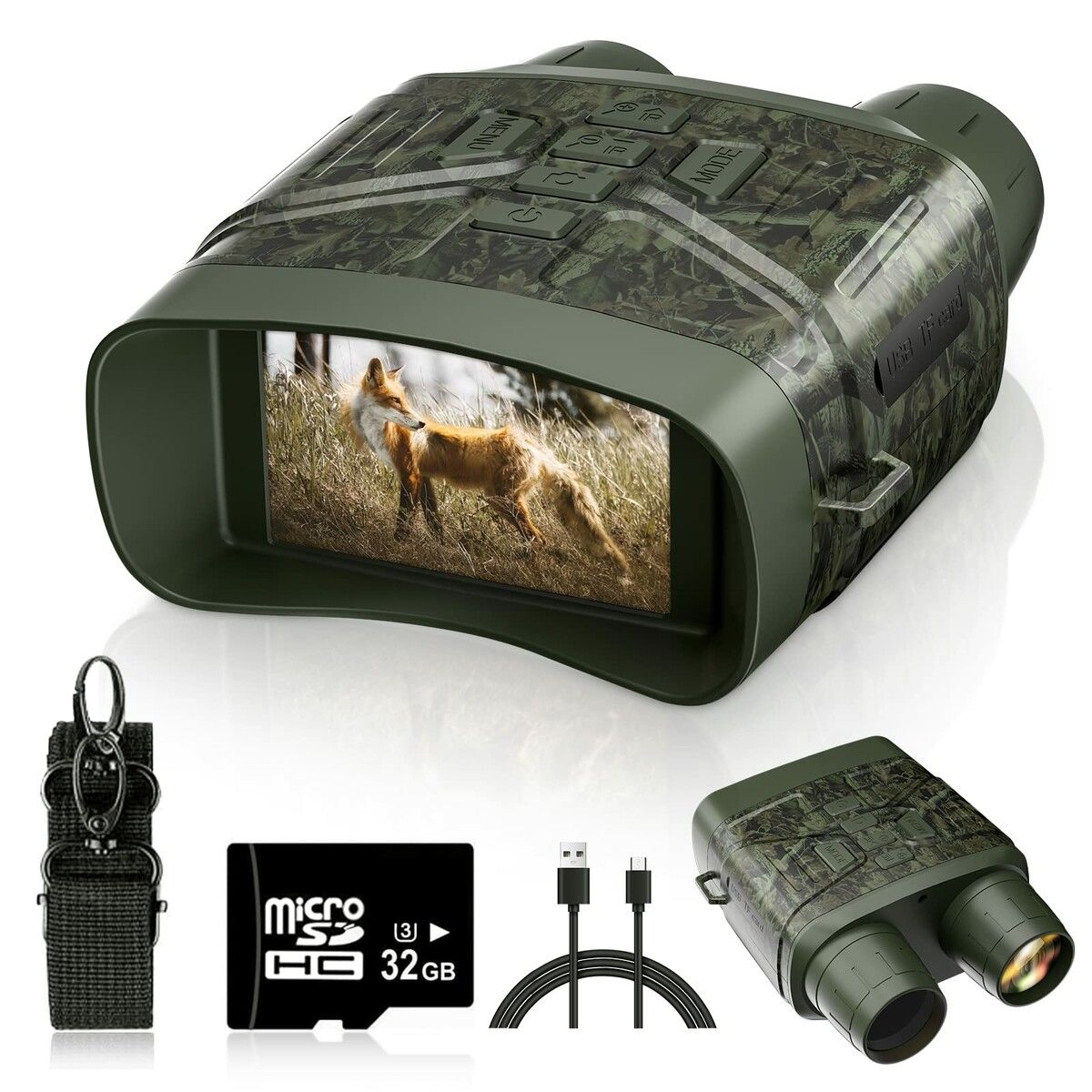 Night Vision Goggles,4K Night Vision Binoculars,3" Large Screen Binoculars can Save Photo and Video with 32GB Memory Card & Rechargeable Lithium Battery (Green)