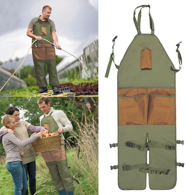 Garden Apron with Pockets, Adjustable Neck and Waist Straps for Gardening Carpentry Lawn Care Women Men Workers