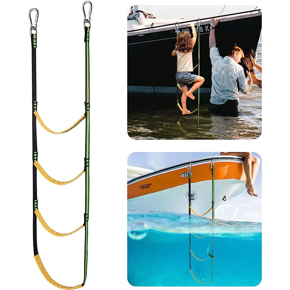 Yacht Side Ladder, 4 Step Boat Rope Ladder, Wakeboard Equipment for Yachts, Kayaks, Jet Skis, 4 ladders