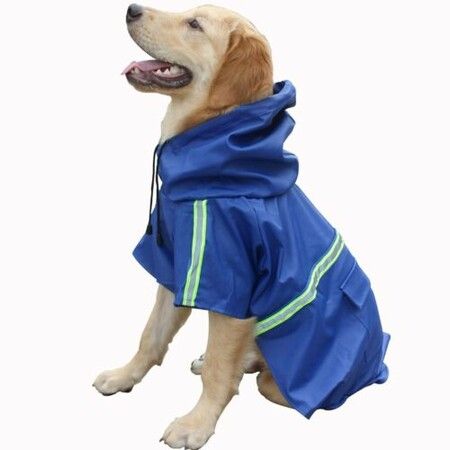 Waterproof Pet Dog Coat Jacket Vest Raincoat Clothes Dog Rain Coat Reflective Color Blue Size 5XL