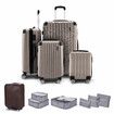 4 Piece Luggage Set Suitcase Carry On Traveller Bags Hard Shell Trolley Checked Bag TSA Lock Lightweight Champagne