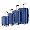 4 Piece Suitcase Set Carry On Luggage Traveller Bag Hard Shell TSA Lock Checked Trolley Rolling Lightweight Blue